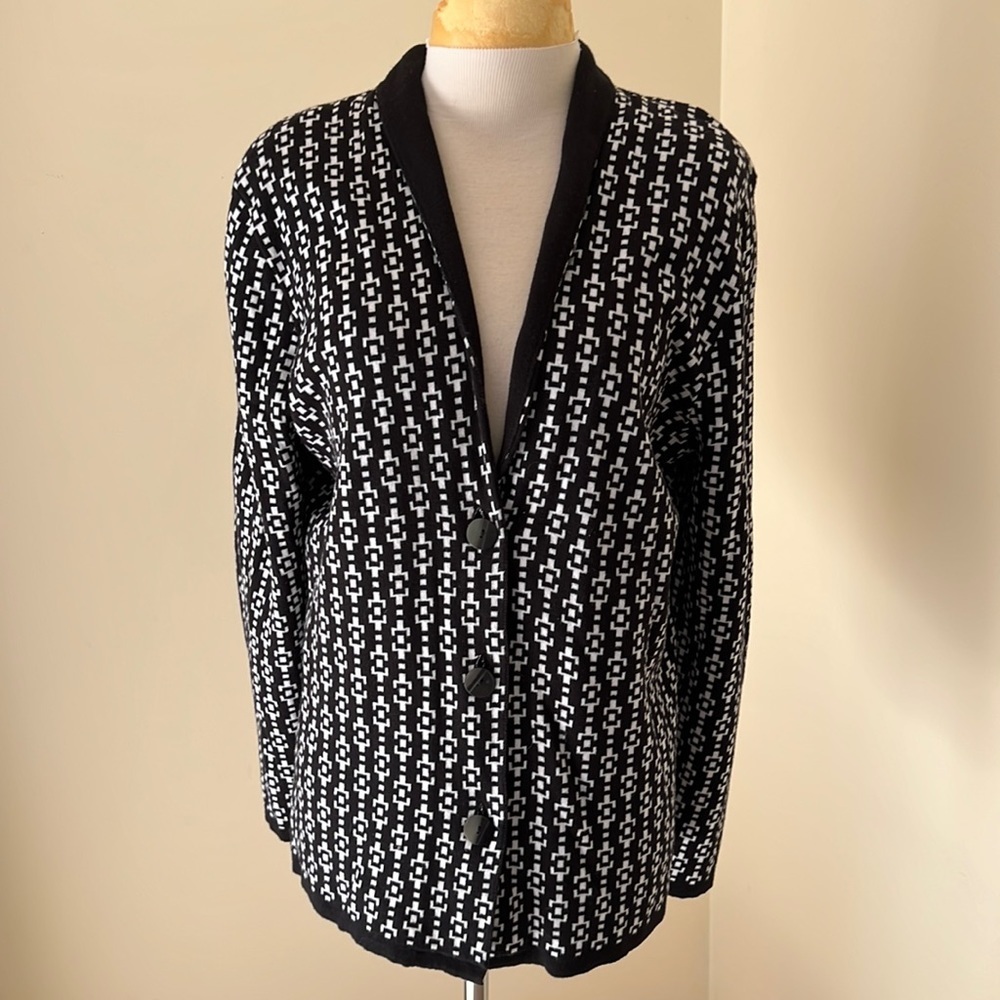 Pendleton Xl Black/White Front Button Cotton Card… - image 1